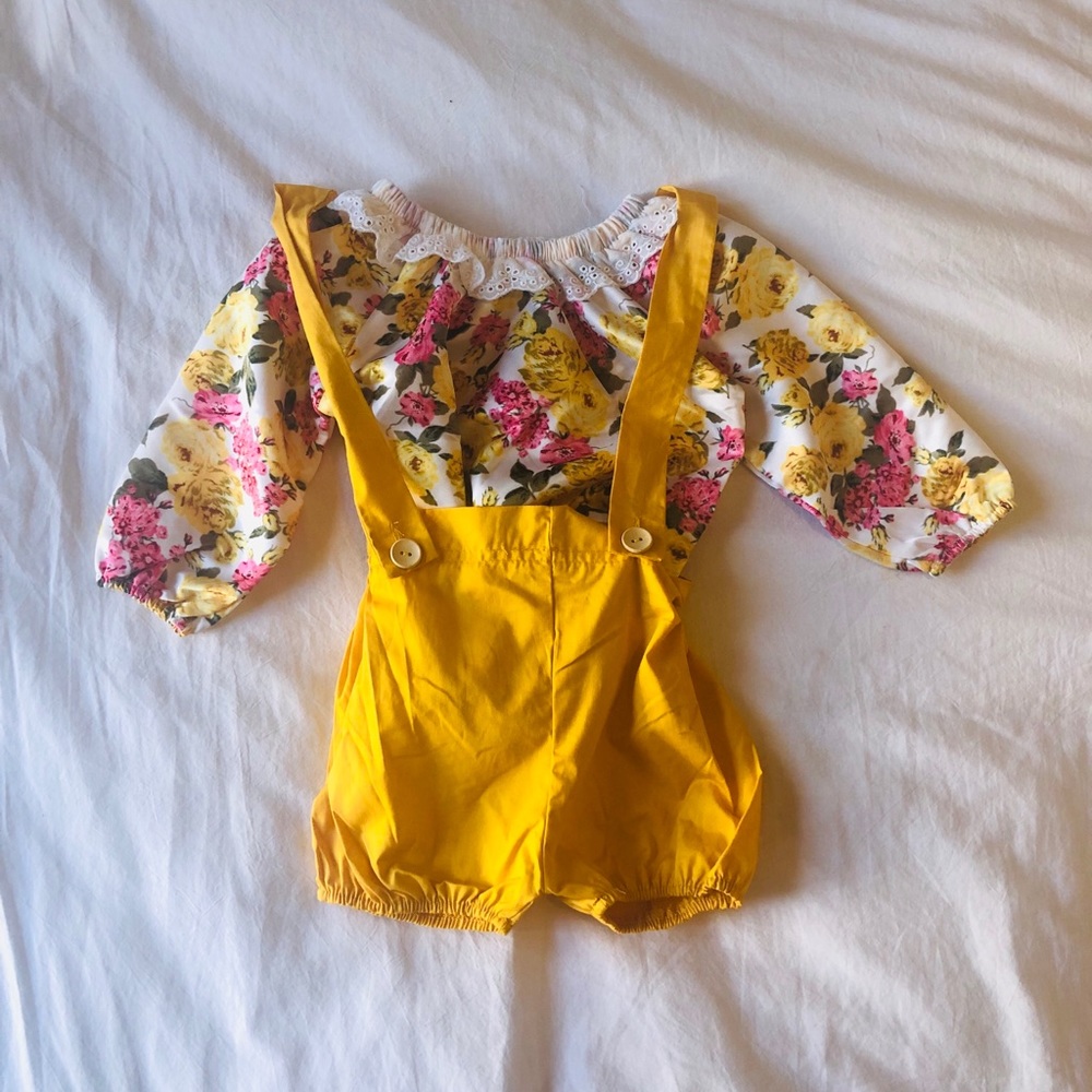 2 Piece Boutique overall & onesie / 12 - 18 months